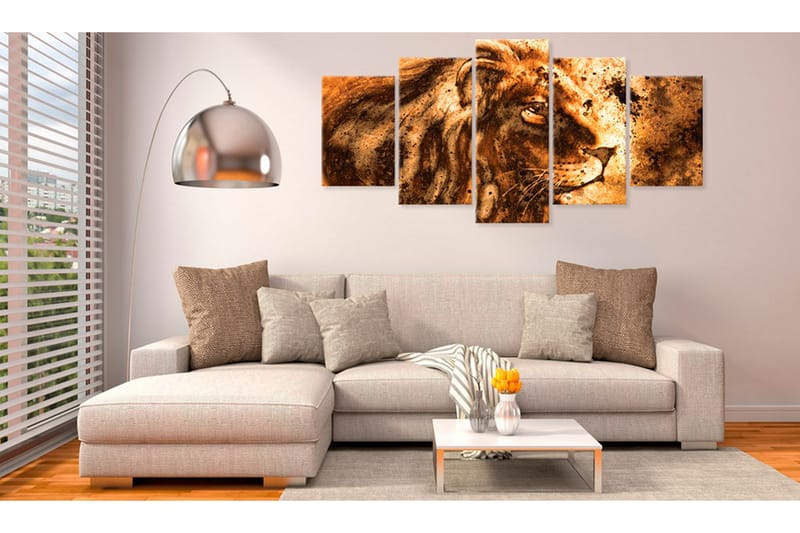 Tavla Beautiful Lion 100X50 Orange|Brun - Artgeist sp. z o. o. - Canvastavla