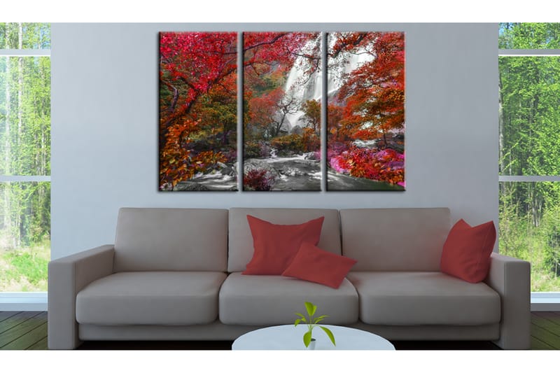 TAVLA Beautiful Waterfall Autumnal Forest 120x80 - Artgeist sp. z o. o. - Inredning & dekor - Tavlor & konst - Canvastavla