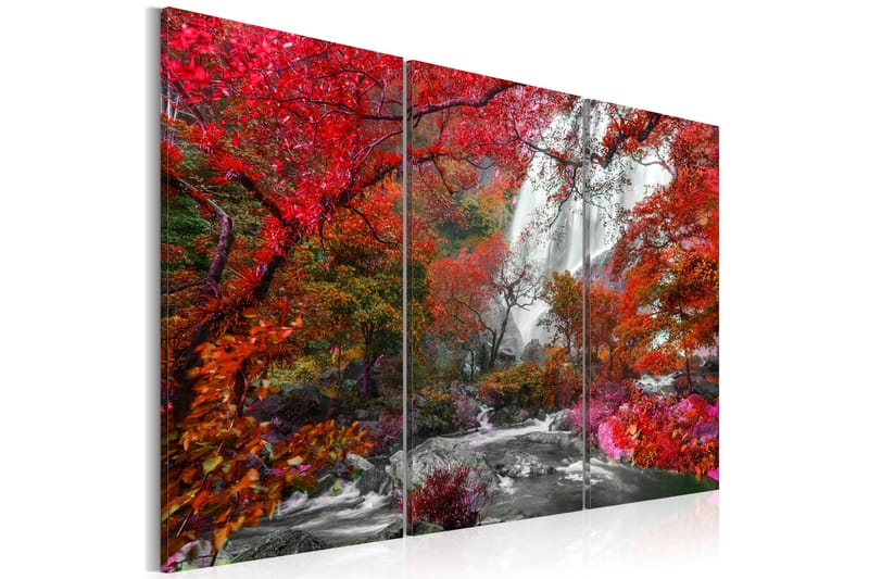 Tavla Beautiful Waterfall Autumnal Forest 90x60 - Artgeist sp. z o. o. - Inredning & dekor - Tavlor & konst - Canvastavla