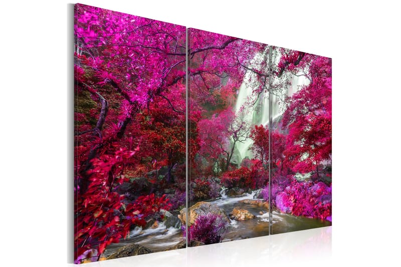 Tavla Beautiful Waterfall Pink Forest 90x60, Artgeist sp. z o. o.