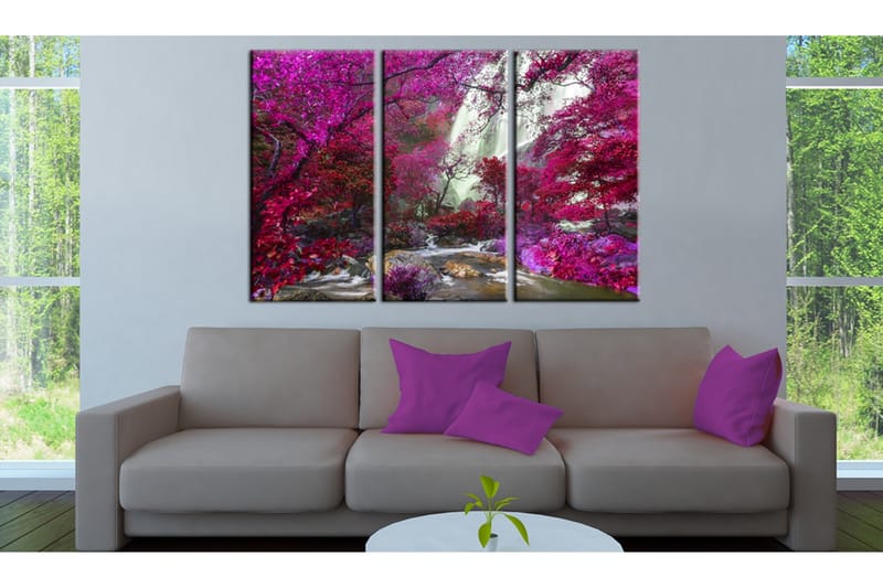 Tavla Beautiful Waterfall Pink Forest 90x60 - Artgeist sp. z o. o. - Inredning & dekor - Tavlor & konst - Canvastavla