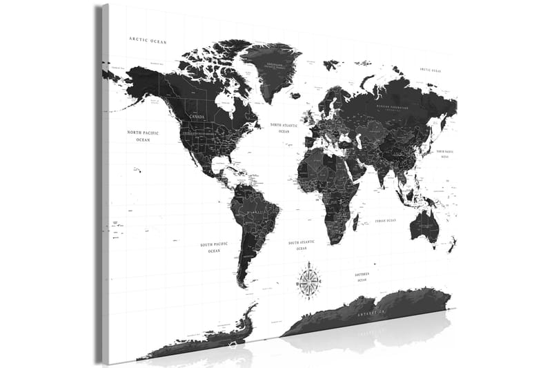 Tavla Black and White Map (1 Part) Wide 120x80 - Artgeist sp. z o. o. - Inredning & dekor - Tavlor & konst - Canvastavla