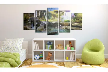 Tavla Black Horse Background Of Paradise Waterfall 100x50 - Artgeist sp. z o. o. - Inredning & dekor - Tavlor & konst - Canvastavla
