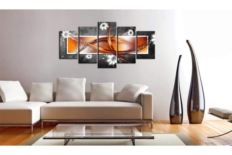 Tavla Blommor Och Abstrakt 100X50 Orange|Flerfärgad|Vit - Artgeist sp. z o. o. - Inredning & dekor - Tavlor & konst - Canvastavla