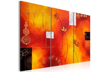 Tavla Blomstrar 120X80 Orange|Flerfärgad