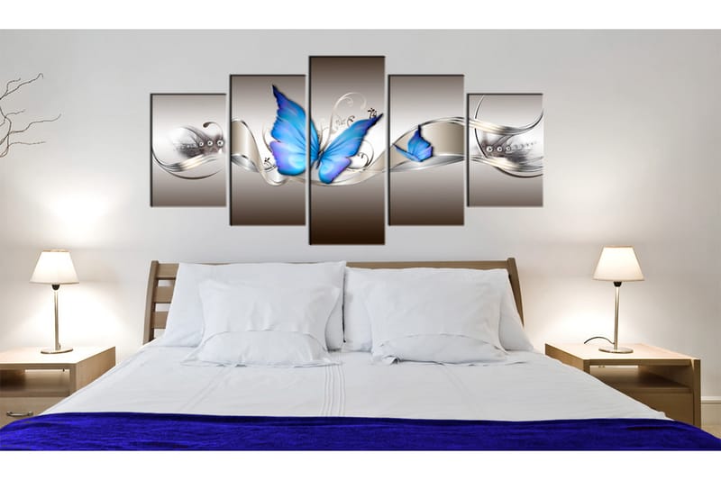 Tavla Blue Butterflies 100X50 Vit - Artgeist sp. z o. o. - Inredning & dekor - Tavlor & konst - Canvastavla