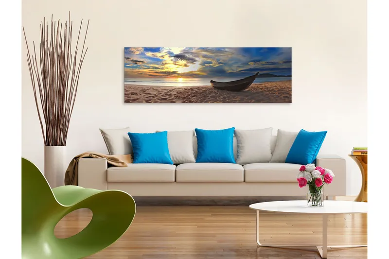 TAVLA Boat on the Beach (1 Part) Narrow 120x40, Artgeist sp. z o. o.