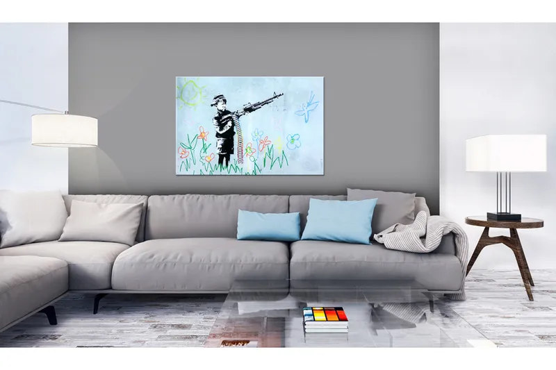 TAVLA Boy with Gun by Banksy 90x60, Artgeist sp. z o. o.