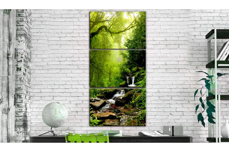 Tavla Brook Among Trees 60X120 Grön|Flerfärgad Landskap - Artgeist sp. z o. o. - Inredning & dekor - Tavlor & konst - Canvastavla