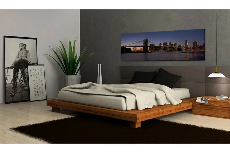 Tavla Brooklyn Bridge Panorama 120X40 Blå|Brun|Flerfärgad - Artgeist sp. z o. o. - Inredning & dekor - Tavlor & konst - Canvastavla