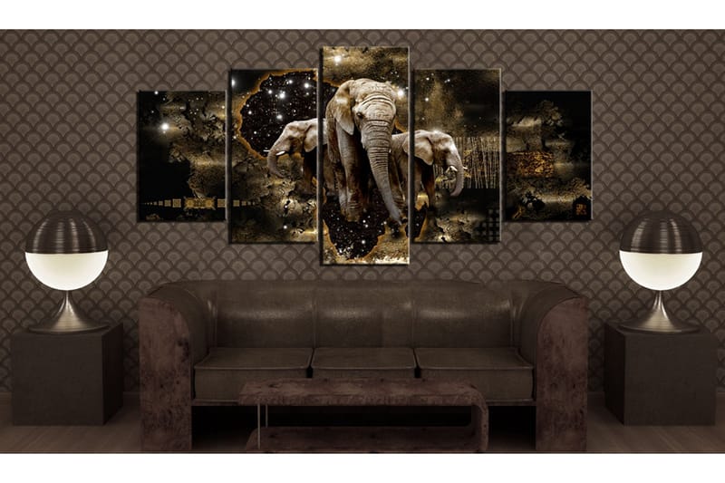 Tavla Brown Elephants 100x50 - Artgeist sp. z o. o. - Inredning & dekor - Tavlor & konst - Canvastavla
