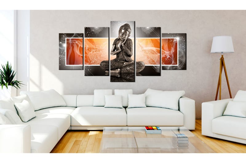 Tavla Buddha And Ornaments 100X50 Flerfärgad|Vit - Artgeist sp. z o. o. - Inredning & dekor - Tavlor & konst - Canvastavla