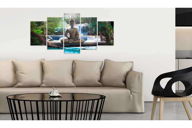 Tavla Buddha And Waterfall 100X50 Flerfärgad - Artgeist sp. z o. o. - Inredning & dekor - Tavlor & konst - Canvastavla
