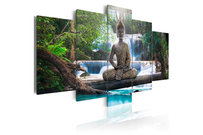 Tavla Buddha And Waterfall 100X50 Flerfärgad - Artgeist sp. z o. o. - Canvastavla