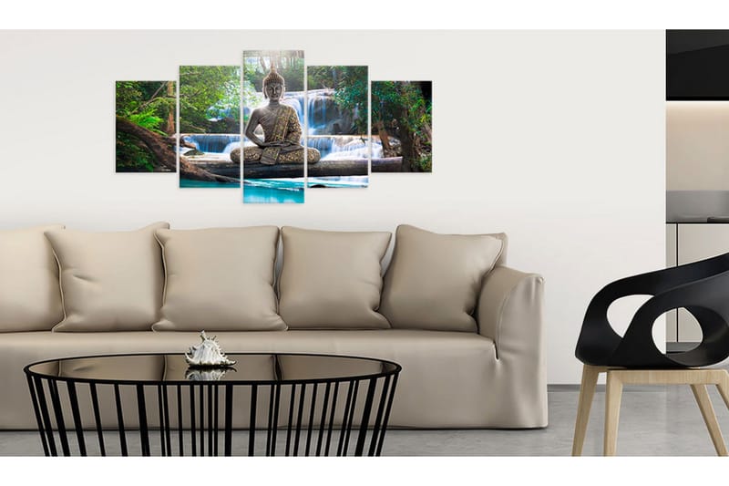 Tavla Buddha And Waterfall 200x100 - Artgeist sp. z o. o. - Inredning & dekor - Tavlor & konst - Canvastavla