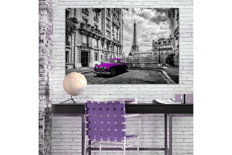 Tavla Car in Paris (1 Part) Violet Wide 120x80 - Artgeist sp. z o. o. - Inredning & dekor - Tavlor & konst - Canvastavla