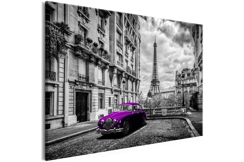 Tavla Car in Paris (1 Part) Violet Wide 120x80, Artgeist sp. z o. o.