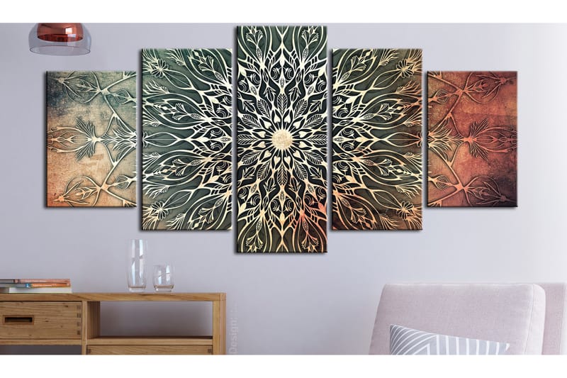 Tavla Center 5 Parts Wide Green 100X50 Flerfärgad - Artgeist sp. z o. o. - Inredning & dekor - Tavlor & konst - Canvastavla