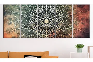 Tavla Center 5 Parts Narrow Green 225x90 - Artgeist sp. z o. o. - Inredning & dekor - Tavlor & konst - Canvastavla