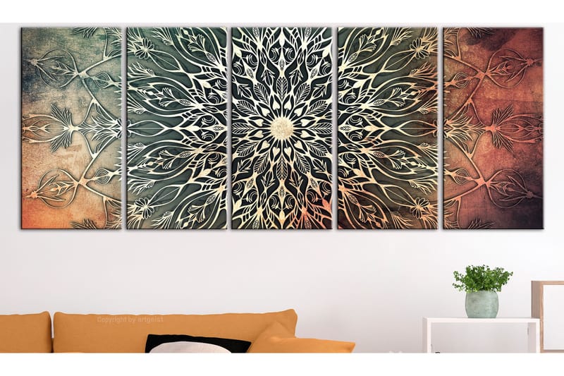 Tavla Center 5 Parts Narrow Green 200x80 - Artgeist sp. z o. o. - Inredning & dekor - Tavlor & konst - Canvastavla