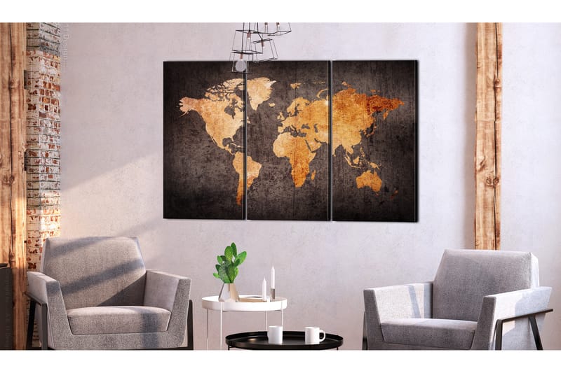 Tavla Chestnut World Map 120X80 Brun - Artgeist sp. z o. o. - Inredning & dekor - Tavlor & konst - Canvastavla