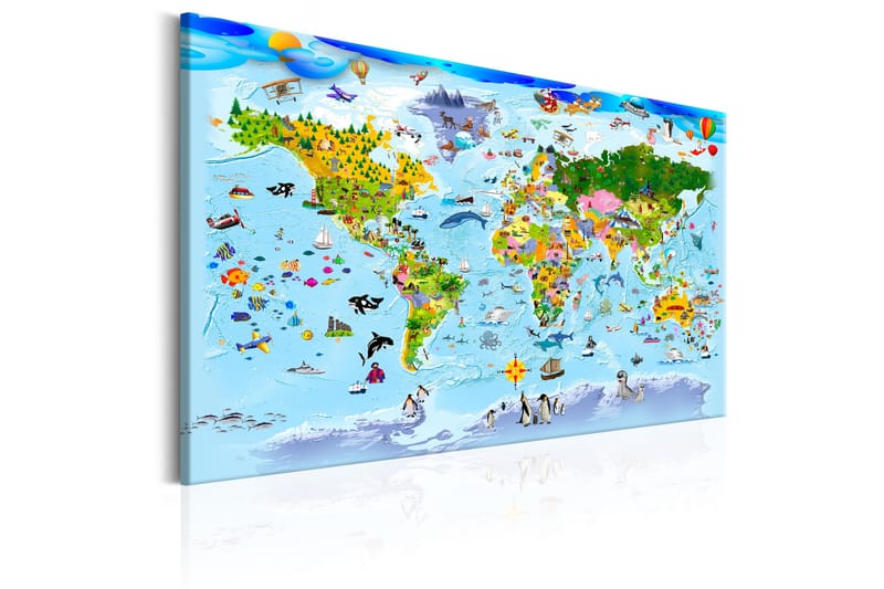 TAVLA Children's Map: Colourful Travels 90x60 - Artgeist sp. z o. o. - Inredning & dekor - Tavlor & konst - Canvastavla
