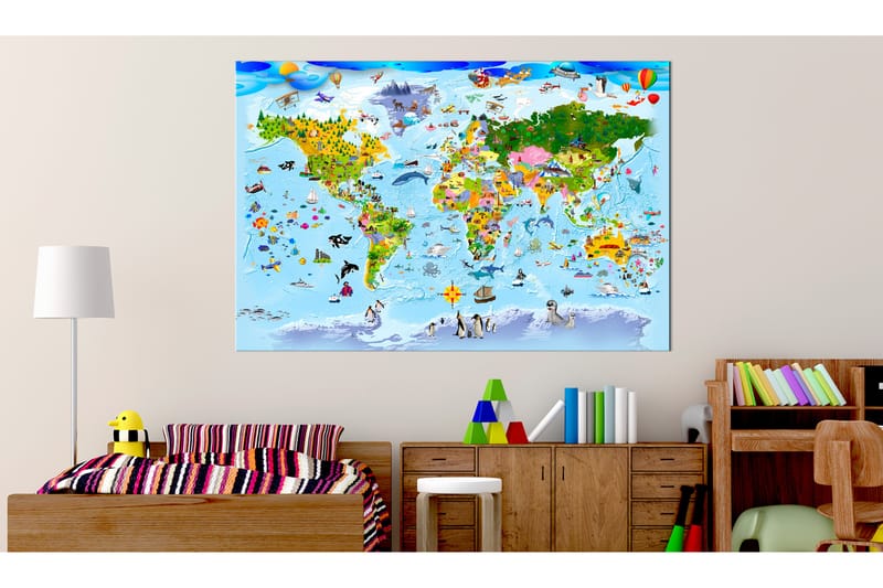 TAVLA Children's Map: Colourful Travels 90x60 - Artgeist sp. z o. o. - Inredning & dekor - Tavlor & konst - Canvastavla