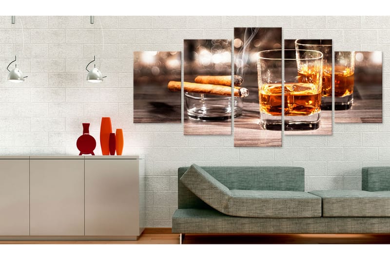Tavla Cigar And Whiskey 100X50 Flerfärgad - Artgeist sp. z o. o. - Inredning & dekor - Tavlor & konst - Canvastavla