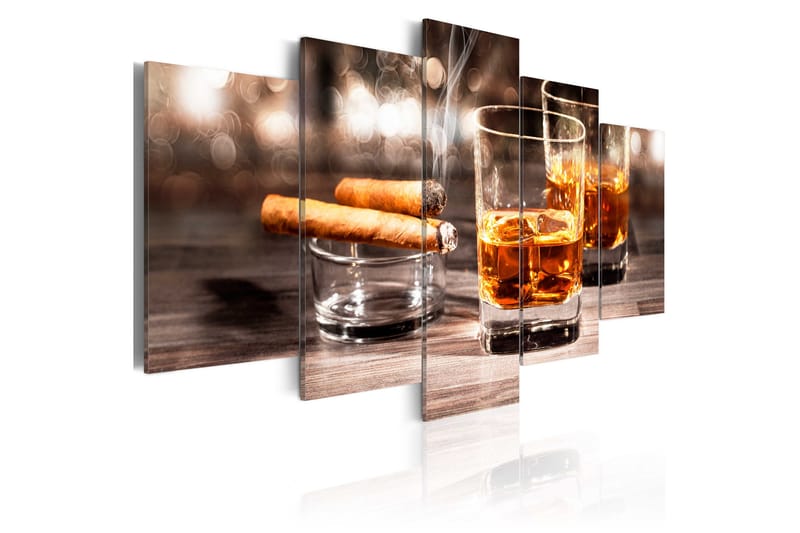 Tavla Cigar And Whiskey 200X100 Flerfärgad - Artgeist sp. z o. o. - Canvastavla