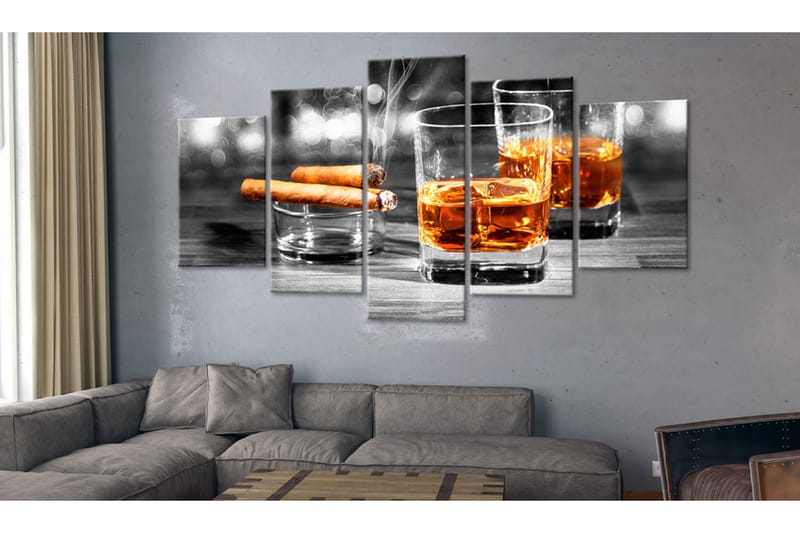 Tavla Cigars And Whiskey 200X100 Grå - Artgeist sp. z o. o. - Inredning & dekor - Tavlor & konst - Canvastavla