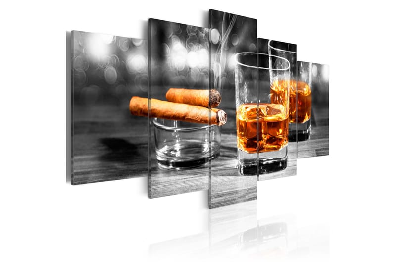 Tavla Cigars And Whiskey 200X100 Grå - Artgeist sp. z o. o. - Canvastavla