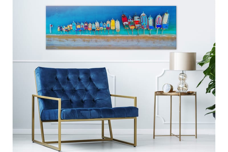 Tavla Colourful Boats (1 Part) Narrow 150x50 - Inredning & dekor - Tavlor & konst - Canvastavla