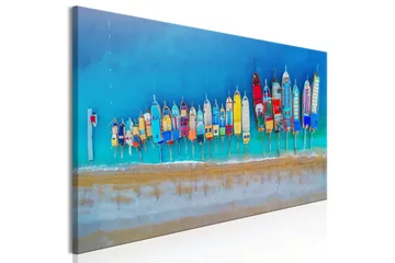 Tavla Colourful Boats (1 Part) Narrow 150x50 - Inredning & dekor - Tavlor & konst - Canvastavla