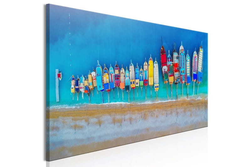 Tavla Colourful Boats (1 Part) Narrow 150x50 - Inredning & dekor - Tavlor & konst - Canvastavla