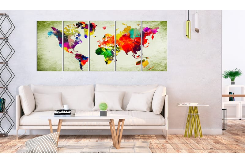 Tavla Colourful Continents 225X90 Flerfärgad|Vit - Artgeist sp. z o. o. - Inredning & dekor - Tavlor & konst - Canvastavla