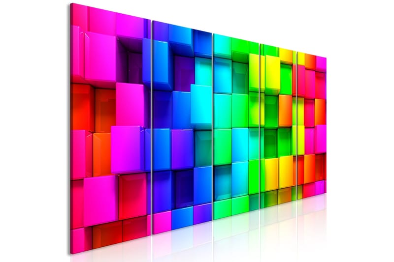 Tavla Colourful Cubes 5 Parts Narrow 225x90, Artgeist sp. z o. o.