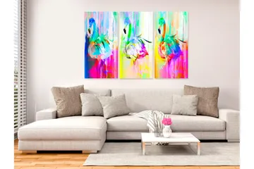 Tavla Colourful Flamingos 3 Parts 120x80 - Artgeist sp. z o. o. - Inredning & dekor - Tavlor & konst - Canvastavla