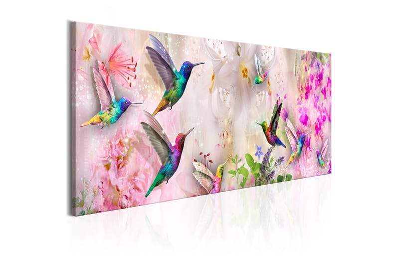 Tavla Colourful Hummingbirds (1 Part) Narrow 135x45 - Artgeist sp. z o. o. - Inredning & dekor - Tavlor & konst - Canvastavla