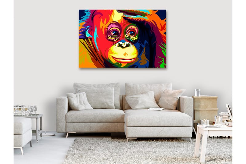 Tavla Colourful Orangutan (1 Part) Wide 90x60, Artgeist sp. z o. o.
