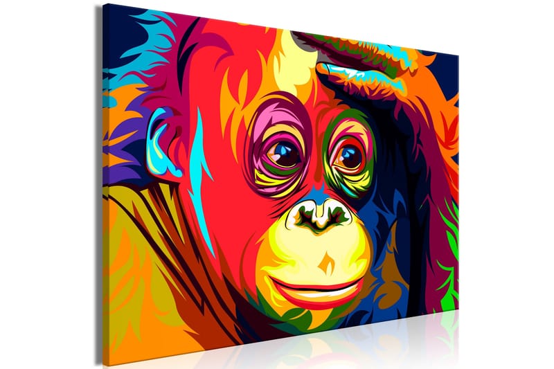 Tavla Colourful Orangutan (1 Part) Wide 90x60 - Artgeist sp. z o. o. - Inredning & dekor - Tavlor & konst - Canvastavla