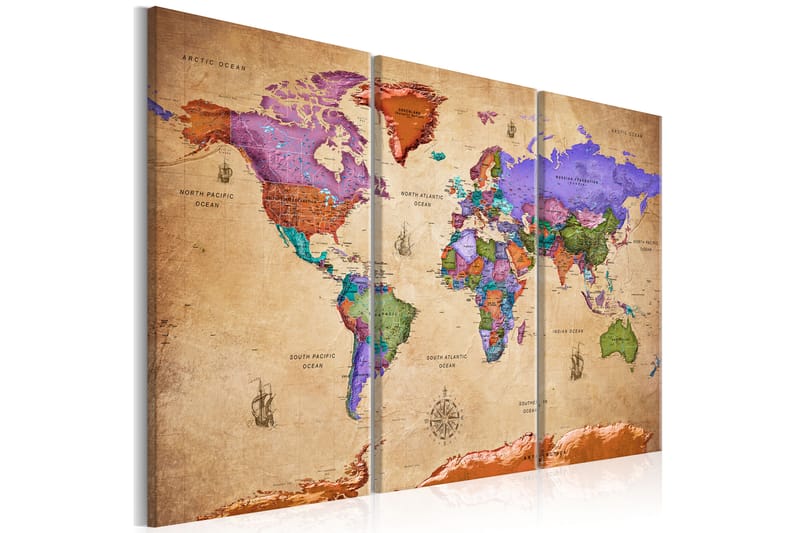 Tavla Colourful Travels 3 Parts 120X80 Flerfärgad, Artgeist sp. z o. o.