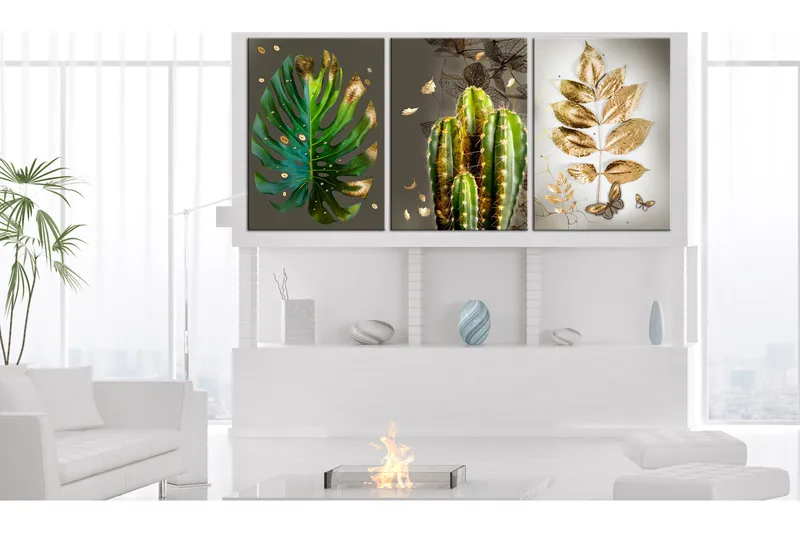 Tavla Covered In Gold 3 Parts 120X60 Flerfärgad Abstrakt - Artgeist sp. z o. o. - Inredning & dekor - Tavlor & konst - Canvastavla