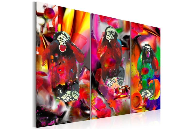 Tavla Crazy Monkeys triptych 120x80 - Artgeist sp. z o. o. - Inredning & dekor - Tavlor & konst - Canvastavla