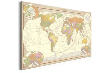 Tavla Cream World Map 120x80 - Artgeist sp. z o. o. - Inredning & dekor - Tavlor & konst - Canvastavla