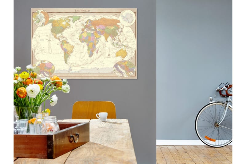 Tavla Cream World Map 120x80, Artgeist sp. z o. o.