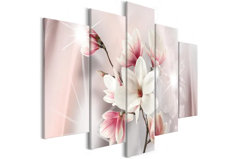 Tavla Dazzling Magnolias 5 Parts Wide 200X100 Rosa, Artgeist sp. z o. o.