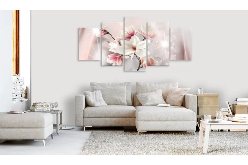 Tavla Dazzling Magnolias 5 Parts Wide 100X50 Rosa - Artgeist sp. z o. o. - Inredning & dekor - Tavlor & konst - Canvastavla