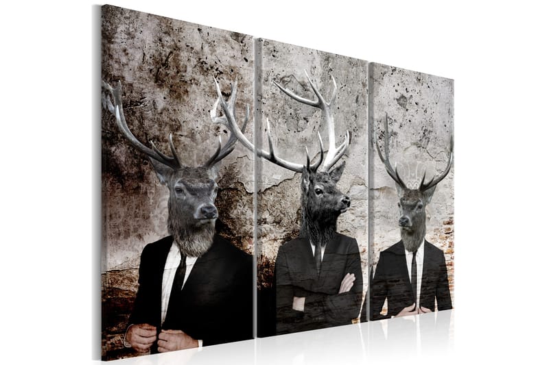 Tavla Deer In Suits 90X60 Grå|Vit, Artgeist sp. z o. o.