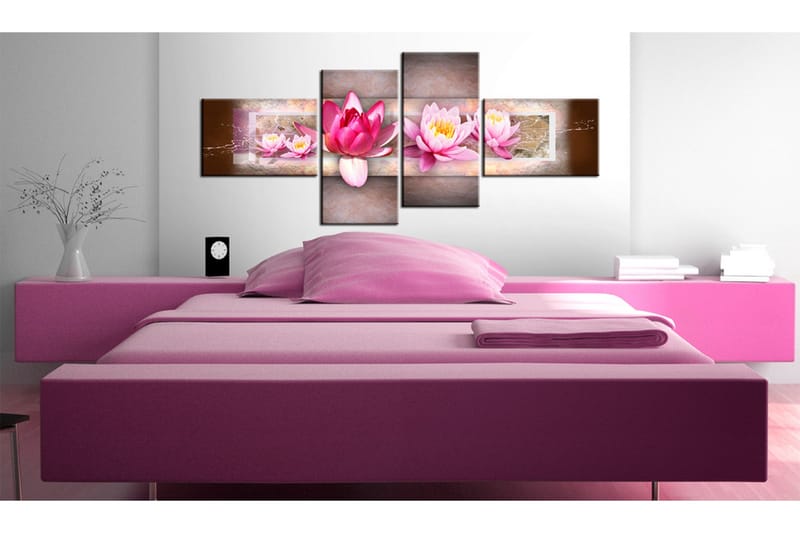 Tavla Delicate Water Lilies 200x90 - Artgeist sp. z o. o. - Inredning & dekor - Tavlor & konst - Canvastavla