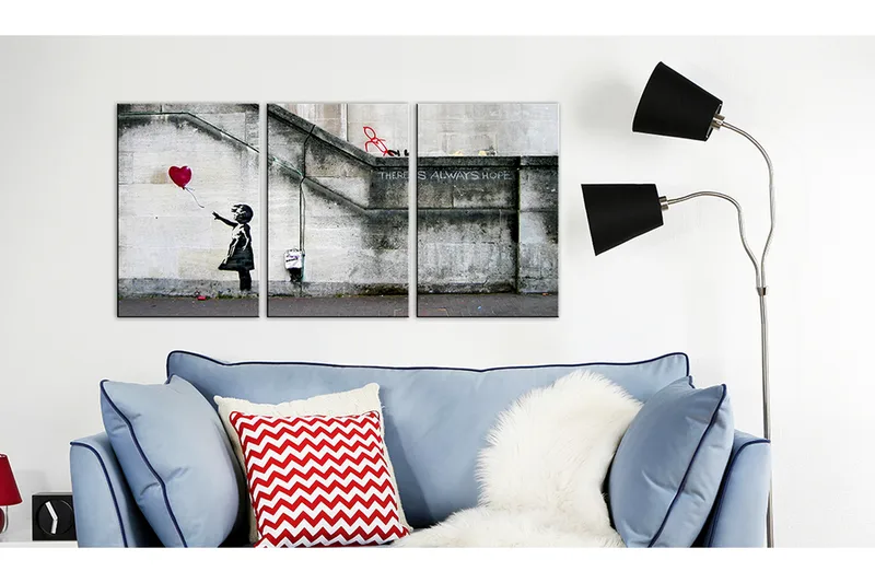 Tavla Det Finns Alltid Hopp Banksy Triptych 120X60 - Artgeist sp. z o. o. - Inredning & dekor - Tavlor & konst - Canvastavla